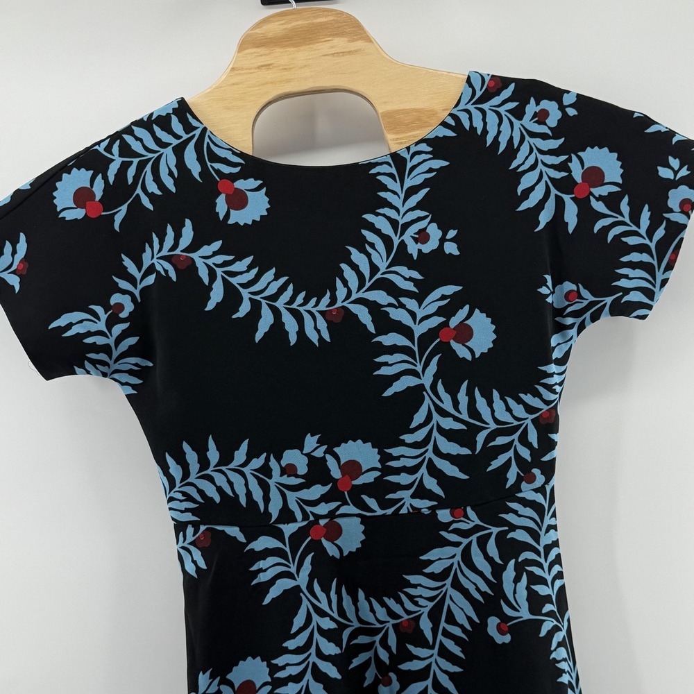 Boden Dress Womens 4R Fit Flare Floral Print Short Sleeve Zip Casual Polyester